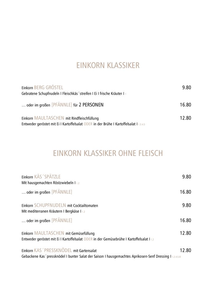 Einkorn Klassiker mit und ohne Fleisch