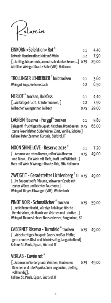 Getränke Einkorn Restaurant - Hostel – Seite 5 von 12