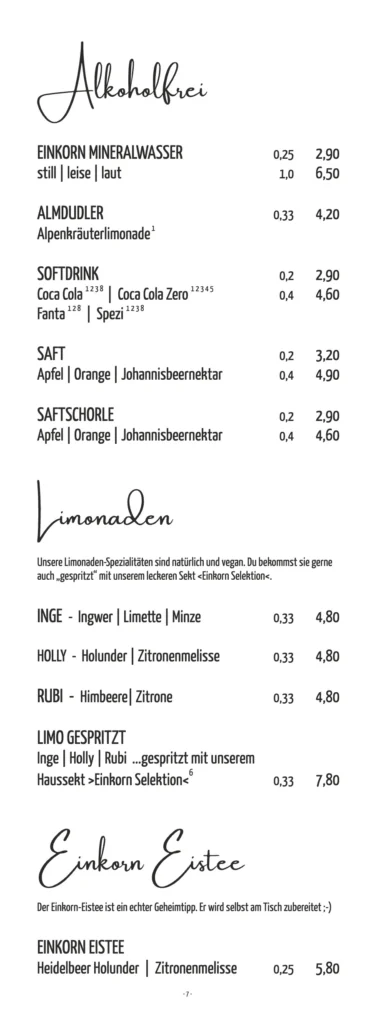 Getränke Einkorn Restaurant - Hostel – Seite 7 von 12