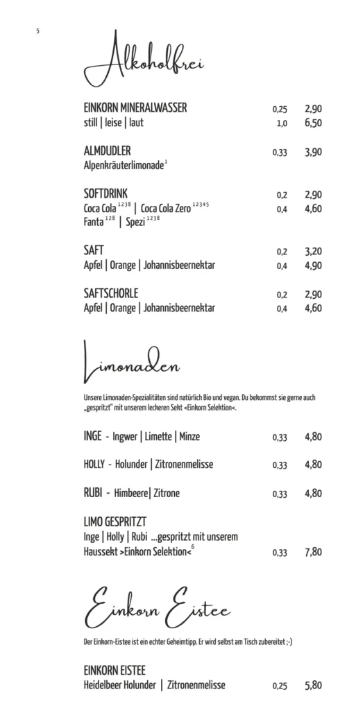 Speisekarte Einkorn Restaurant - Hostel – Seite 14 von 18